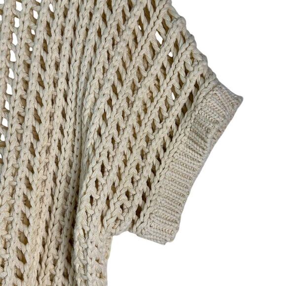 HYFVE Open Stitch Boxy Sweater Beige Crochet Knit Pullover Sweater Top Women's S - Picture 8 of 13